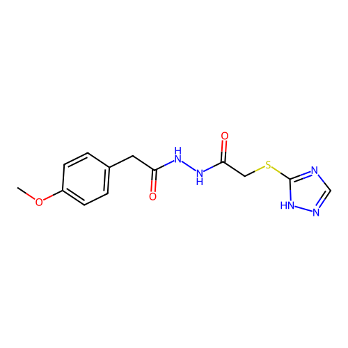 2-(4-methoxyphenyl)-N'-[(4H-1,2,4-triazol-3-ylsulfanyl)acetyl]acetohydrazide structure