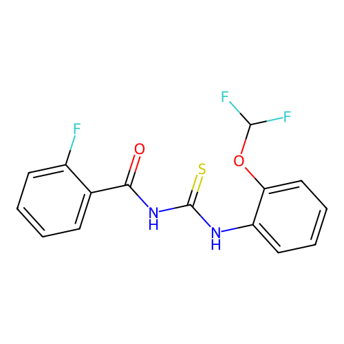 N-((2-(difluoromethoxy)phenyl)carbamothioyl)-2-fluorobenzamide structure