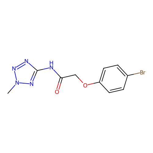 2-(4-bromophenoxy)-N-(2-methyl-2H-tetrazol-5-yl)acetamide structure