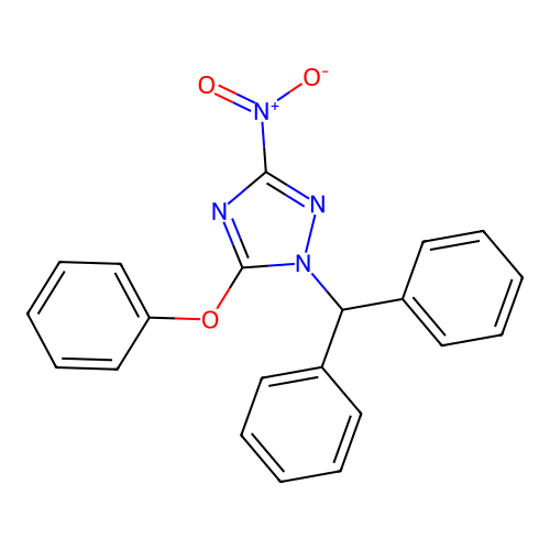 1-(diphenylmethyl)-3-nitro-5-phenoxy-1H-1,2,4-triazole structure