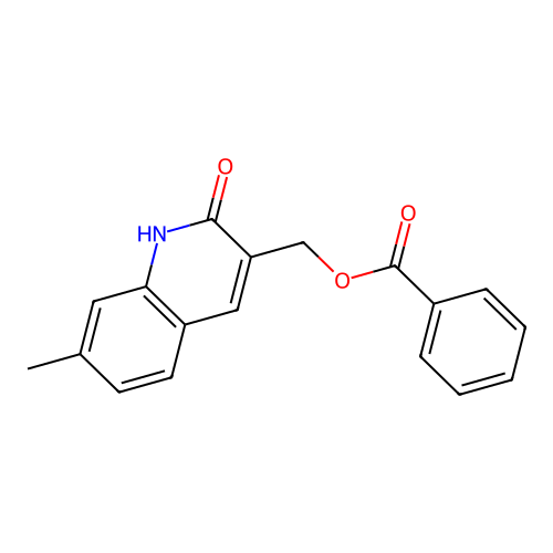 (7-methyl-2-oxo-1H-quinolin-3-yl)methyl benzoate structure