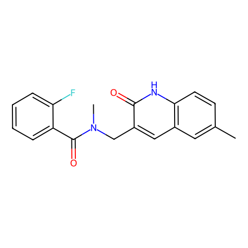 2-fluoro-N-methyl-N-[(6-methyl-2-oxo-1,2-dihydroquinolin-3-yl)methyl]benzamide structure