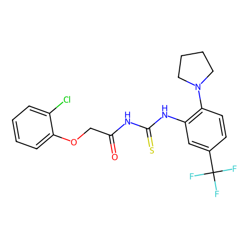 2-(2-chlorophenoxy)-N-[[2-pyrrolidin-1-yl-5-(trifluoromethyl)phenyl]carbamothioyl]acetamide structure