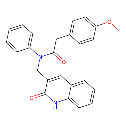 2-(4-methoxyphenyl)-N-[(2-oxo-1H-quinolin-3-yl)methyl]-N-phenylacetamide structure