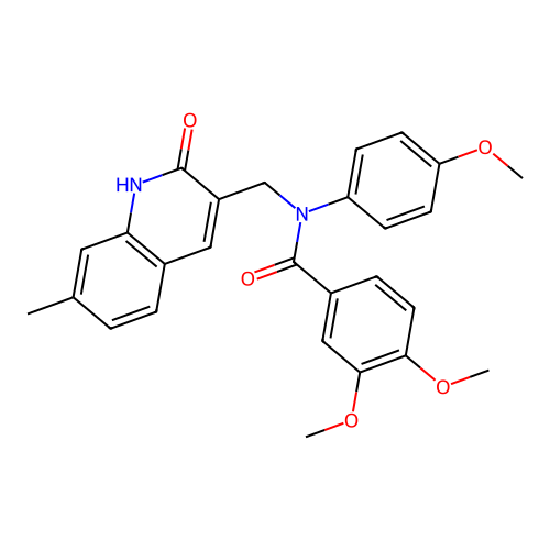3,4-dimethoxy-N-(4-methoxyphenyl)-N-[(7-methyl-2-oxo-1H-quinolin-3-yl)methyl]benzamide structure