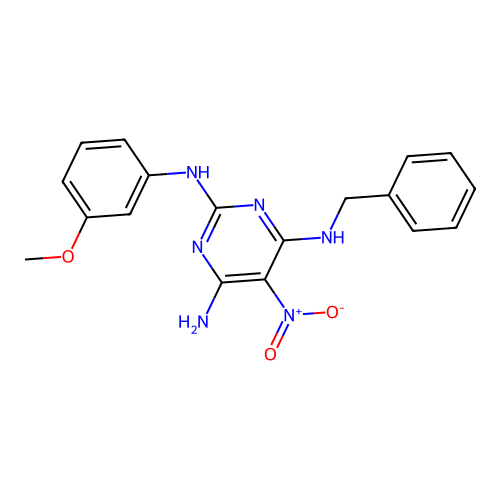 N~4~-benzyl-N~2~-(3-methoxyphenyl)-5-nitropyrimidine-2,4,6-triamine structure