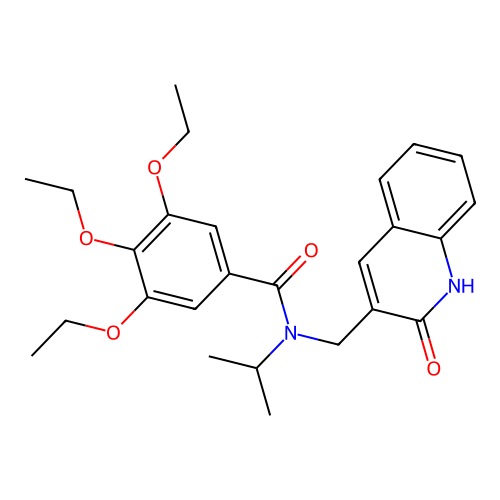 3,4,5-triethoxy-N-((2-hydroxyquinolin-3-yl)methyl)-N-isopropylbenzamide structure