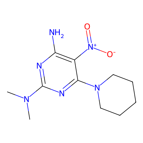 N~2~,N~2~-dimethyl-5-nitro-6-(piperidin-1-yl)pyrimidine-2,4-diamine structure