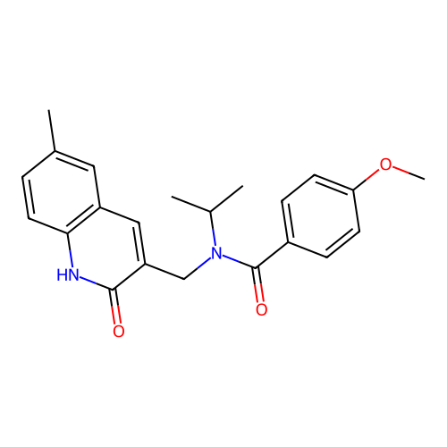 N-((2-hydroxy-6-methylquinolin-3-yl)methyl)-N-isopropyl-4-methoxybenzamide structure