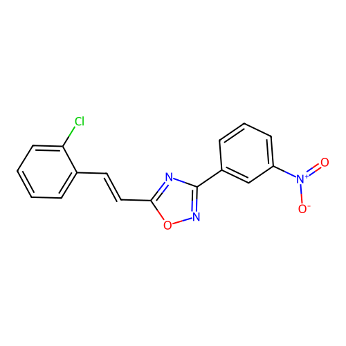 5-[(E)-2-(2-chlorophenyl)ethenyl]-3-(3-nitrophenyl)-1,2,4-oxadiazole structure
