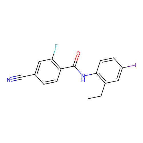 4-cyano-N-(2-ethyl-4-iodophenyl)-2-fluorobenzamide structure