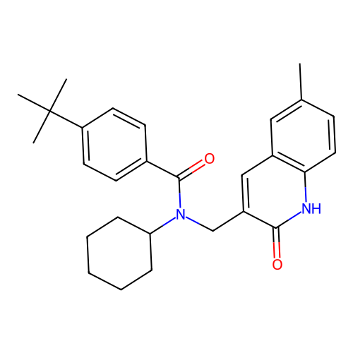 4-(tert-butyl)-N-cyclohexyl-N-((2-hydroxy-6-methylquinolin-3-yl)methyl)benzamide structure