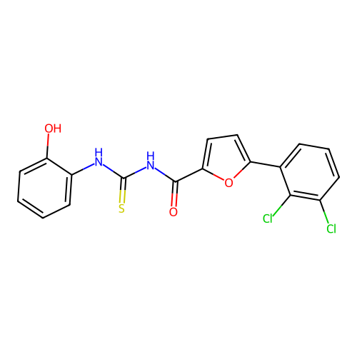 5-(2,3-dichlorophenyl)-N-[(2-hydroxyphenyl)carbamothioyl]furan-2-carboxamide structure
