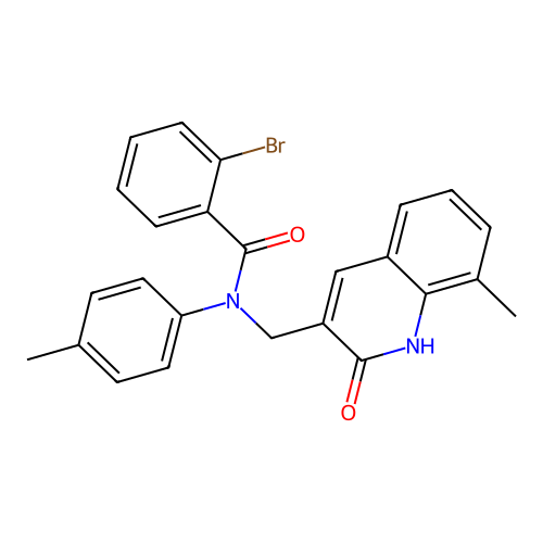 2-bromo-N-[(8-methyl-2-oxo-1H-quinolin-3-yl)methyl]-N-(4-methylphenyl)benzamide structure