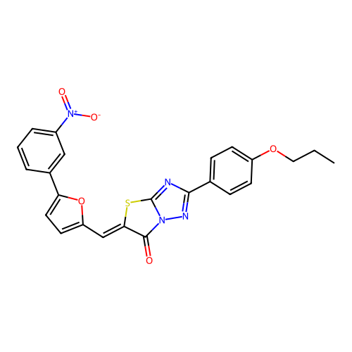 (5Z)-5-[[5-(3-nitrophenyl)furan-2-yl]methylidene]-2-(4-propoxyphenyl)-[1,3]thiazolo[3,2-b][1,2,4]triazol-6-one structure