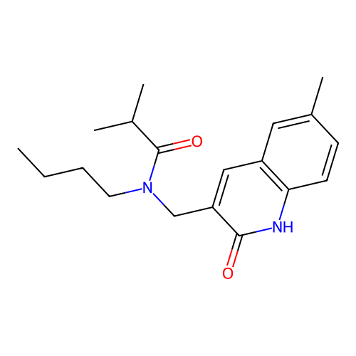 N-butyl-2-methyl-N-[(6-methyl-2-oxo-1H-quinolin-3-yl)methyl]propanamide structure