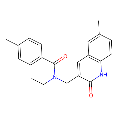N-ethyl-4-methyl-N-[(6-methyl-2-oxo-1H-quinolin-3-yl)methyl]benzamide structure