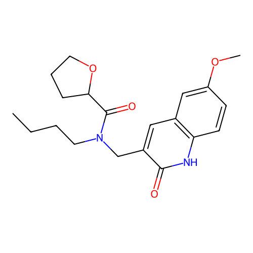 N-butyl-N-[(6-methoxy-2-oxo-1H-quinolin-3-yl)methyl]oxolane-2-carboxamide structure