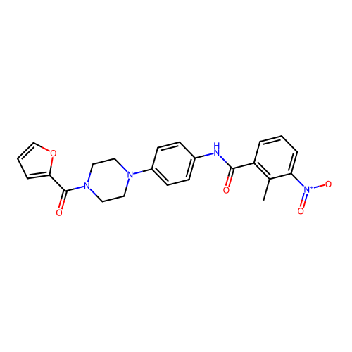 N-(4-(4-(furan-2-carbonyl)piperazin-1-yl)phenyl)-2-methyl-3-nitrobenzamide structure