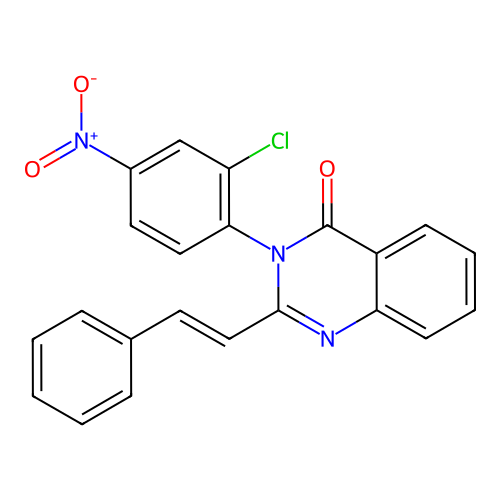3-(2-chloro-4-nitrophenyl)-2-[(E)-2-phenylethenyl]quinazolin-4(3H)-one structure