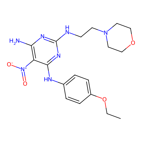 {6-amino-2-[(2-morpholin-4-ylethyl)amino]-5-nitropyrimidin-4-yl}(4-ethoxypheny l)amine structure