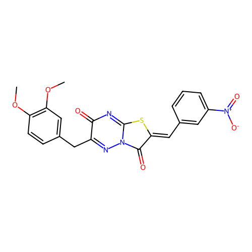 (Z)-6-(3,4-dimethoxybenzyl)-2-(3-nitrobenzylidene)-2H-thiazolo[3,2-b][1,2,4]triazine-3,7-dione structure