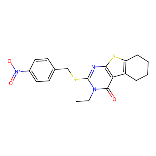 3-ethyl-2-((4-nitrobenzyl)thio)-5,6,7,8-tetrahydrobenzo[4,5]thieno[2,3-d]pyrimidin-4(3H)-one structure