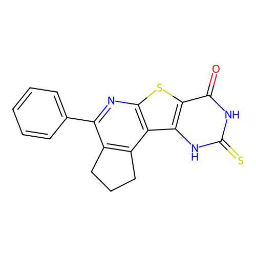 4-phenyl-9-thioxo-2,3,9,10-tetrahydro-1H-cyclopenta[4',5']pyrido[3',2':4,5]thieno[3,2-d]pyrimidin-7(8H)-one structure