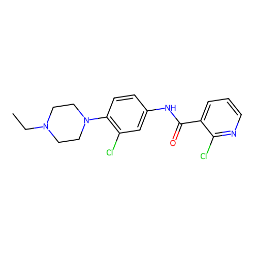2-chloro-N-[3-chloro-4-(4-ethylpiperazin-1-yl)phenyl]pyridine-3-carboxamide structure