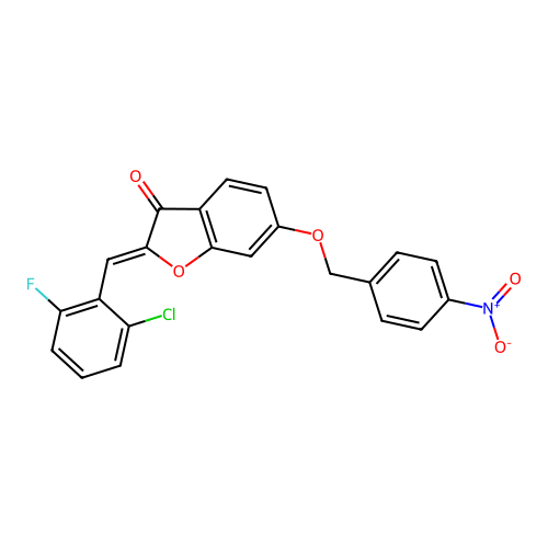 (2Z)-2-(2-chloro-6-fluorobenzylidene)-6-[(4-nitrobenzyl)oxy]-1-benzofuran-3(2H)-one structure