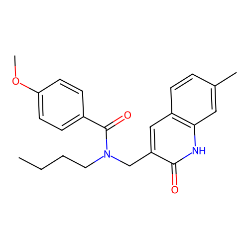 N-butyl-4-methoxy-N-[(7-methyl-2-oxo-1,2-dihydroquinolin-3-yl)methyl]benzamide structure