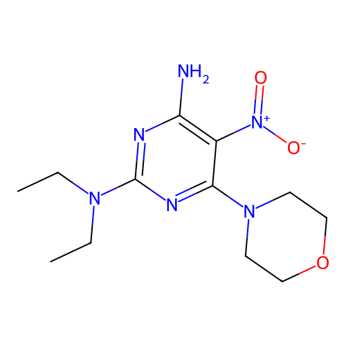 (4-Amino-6-morpholin-4-yl-5-nitropyrimidin-2-yl)diethylamine structure