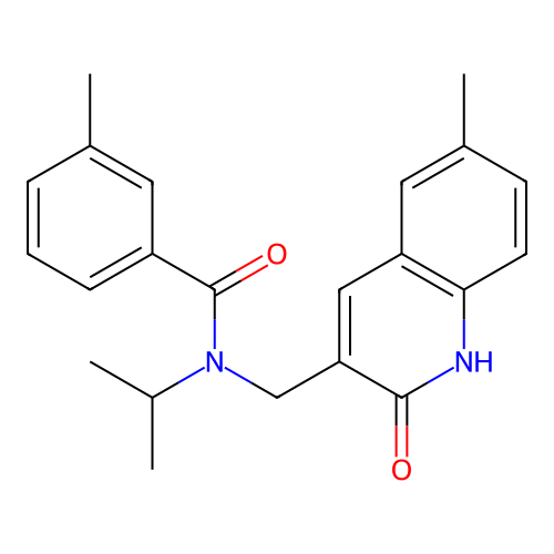 3-methyl-N-[(6-methyl-2-oxo-1H-quinolin-3-yl)methyl]-N-propan-2-ylbenzamide structure