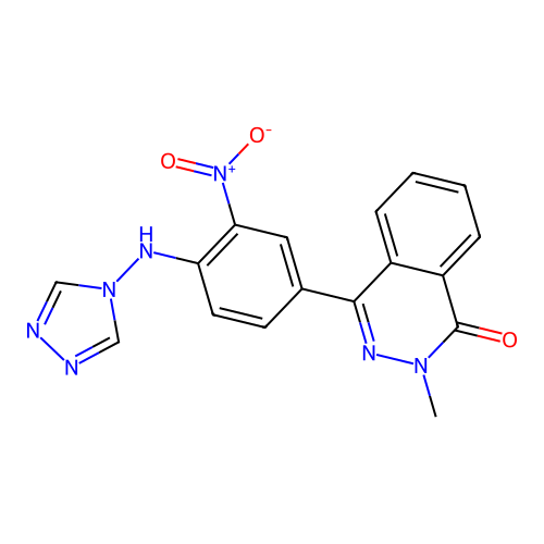 2-methyl-4-[3-nitro-4-(4H-1,2,4-triazol-4-ylamino)phenyl]phthalazin-1(2H)-one structure