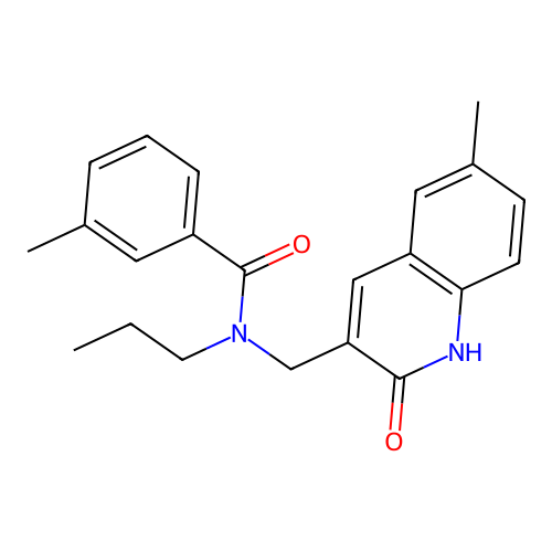 3-methyl-N-[(6-methyl-2-oxo-1H-quinolin-3-yl)methyl]-N-propylbenzamide structure