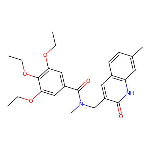 3,4,5-triethoxy-N-methyl-N-[(7-methyl-2-oxo-1H-quinolin-3-yl)methyl]benzamide structure