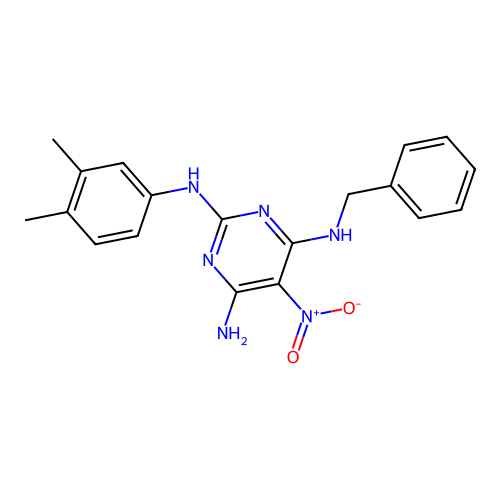 {6-Amino-2-[(3,4-dimethylphenyl)amino]-5-nitropyrimidin-4-yl}benzylamine structure