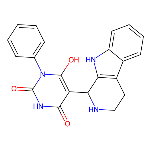 6-hydroxy-3-phenyl-5-(2,3,4,9-tetrahydro-1H-pyrido[3,4-b]indol-1-yl)pyrimidine-2,4(1H,3H)-dione structure