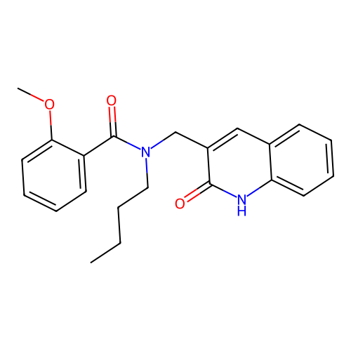 N-butyl-2-methoxy-N-[(2-oxo-1H-quinolin-3-yl)methyl]benzamide structure
