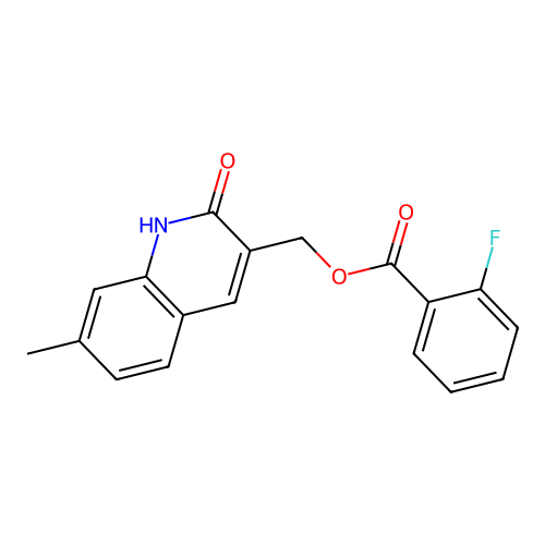 (7-methyl-2-oxo-1H-quinolin-3-yl)methyl 2-fluorobenzoate structure