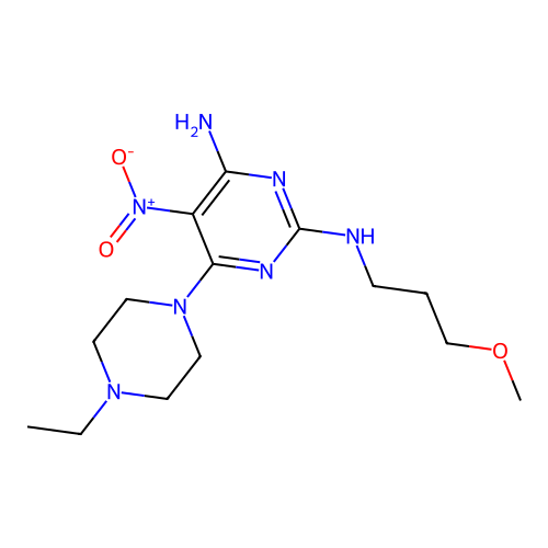6-(4-ethylpiperazin-1-yl)-N~2~-(3-methoxypropyl)-5-nitropyrimidine-2,4-diamine structure