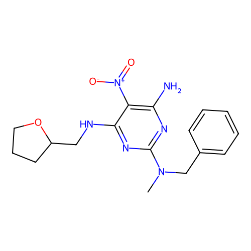 {4-Amino-5-nitro-6-[(oxolan-2-ylmethyl)amino]pyrimidin-2-yl}methylbenzylamine structure