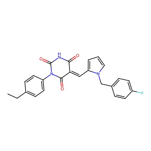 (5E)-1-(4-ethylphenyl)-5-{[1-(4-fluorobenzyl)-1H-pyrrol-2-yl]methylidene}pyrimidine-2,4,6(1H,3H,5H)-trione structure