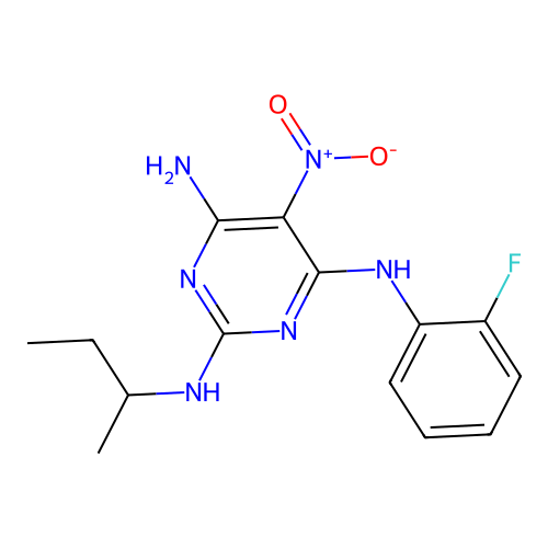 {6-Amino-2-[(methylpropyl)amino]-5-nitropyrimidin-4-yl}(2-fluorophenyl)amine structure
