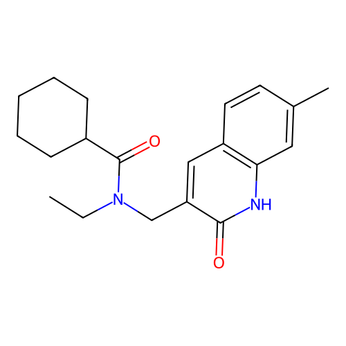 N-ethyl-N-[(7-methyl-2-oxo-1H-quinolin-3-yl)methyl]cyclohexanecarboxamide structure