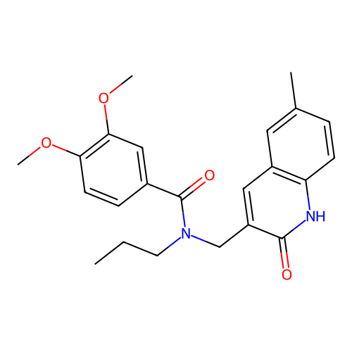 3,4-dimethoxy-N-[(6-methyl-2-oxo-1H-quinolin-3-yl)methyl]-N-propylbenzamide structure