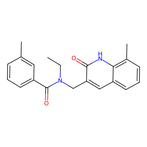 N-ethyl-3-methyl-N-[(8-methyl-2-oxo-1H-quinolin-3-yl)methyl]benzamide structure