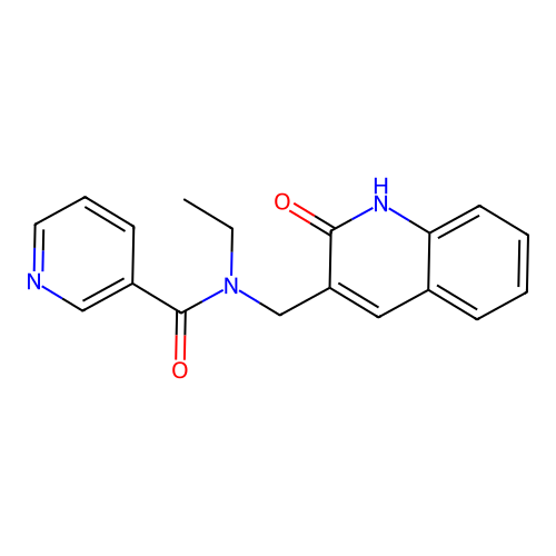 N-ethyl-N-[(2-oxo-1,2-dihydroquinolin-3-yl)methyl]pyridine-3-carboxamide structure