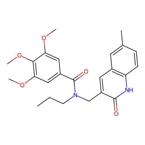 3,4,5-trimethoxy-N-[(6-methyl-2-oxo-1H-quinolin-3-yl)methyl]-N-propylbenzamide structure