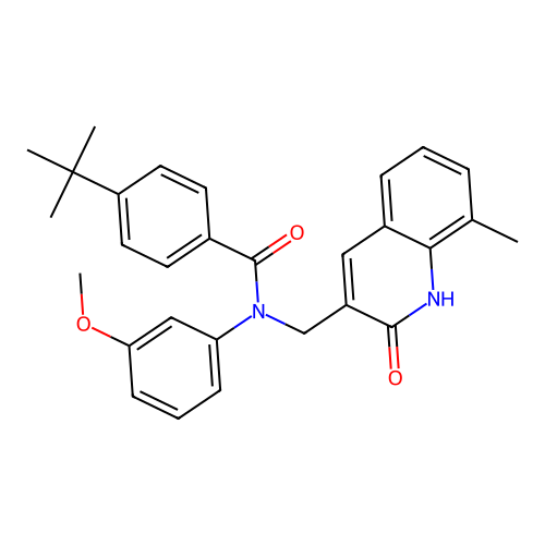 4-(tert-butyl)-N-((2-hydroxy-8-methylquinolin-3-yl)methyl)-N-(3-methoxyphenyl)benzamide structure